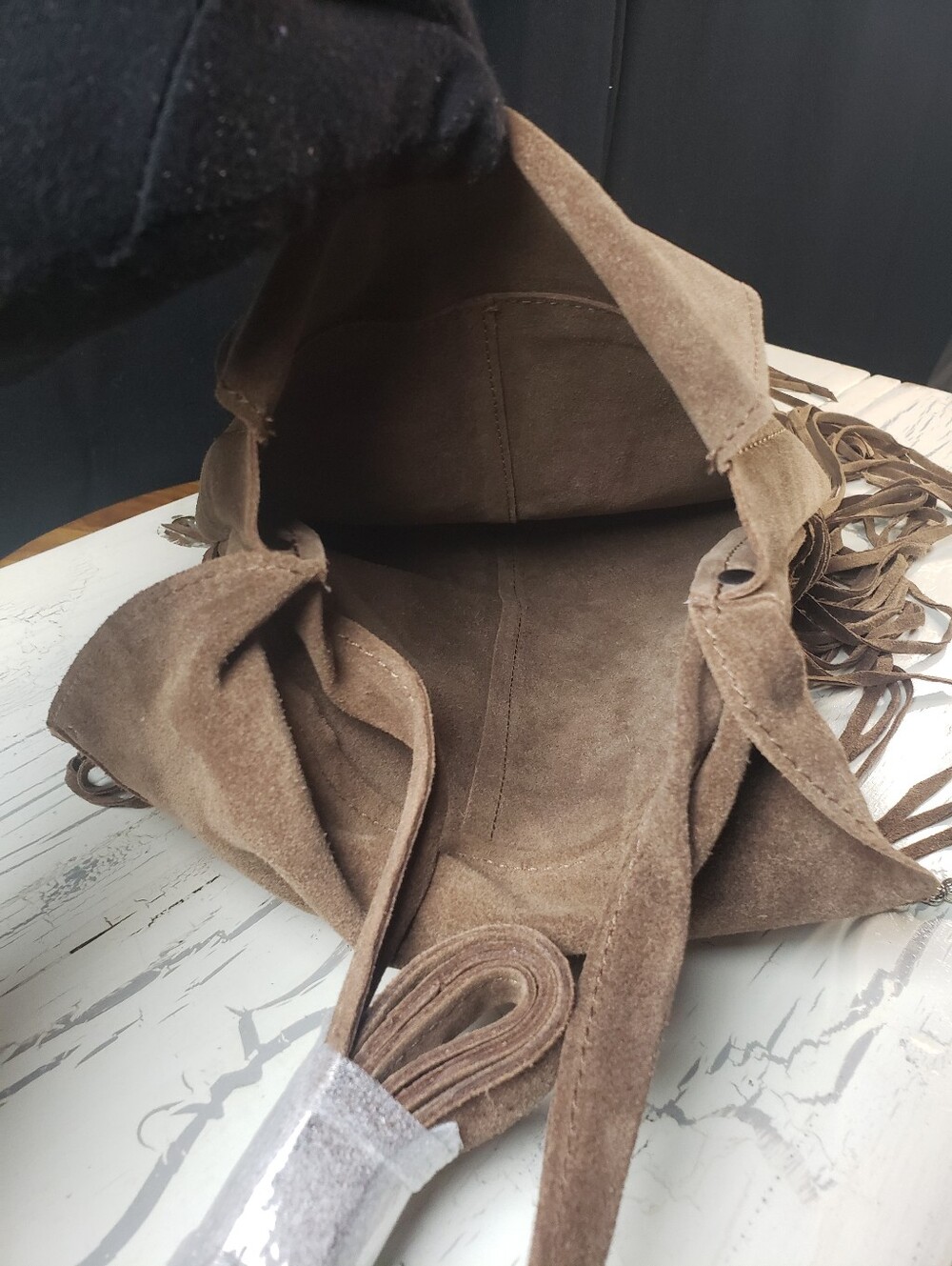 NEW Genuine Suede Leather Fringe Crossbody Bag - NWT - Picture 8 of 15